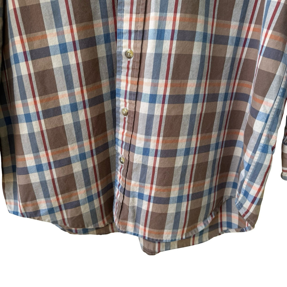 Clearwater Outfitters Plaid Gorpcore Outdoor Cabin Shirt Brown Cotton Twill M