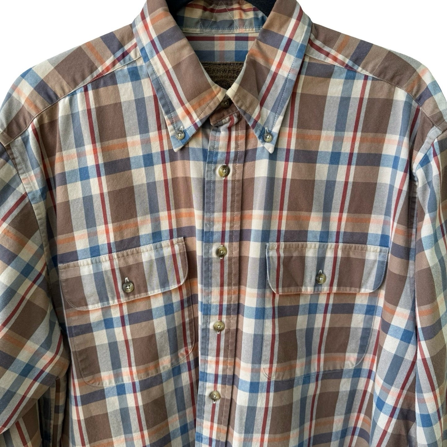 Clearwater Outfitters Plaid Gorpcore Outdoor Cabin Shirt Brown Cotton Twill M