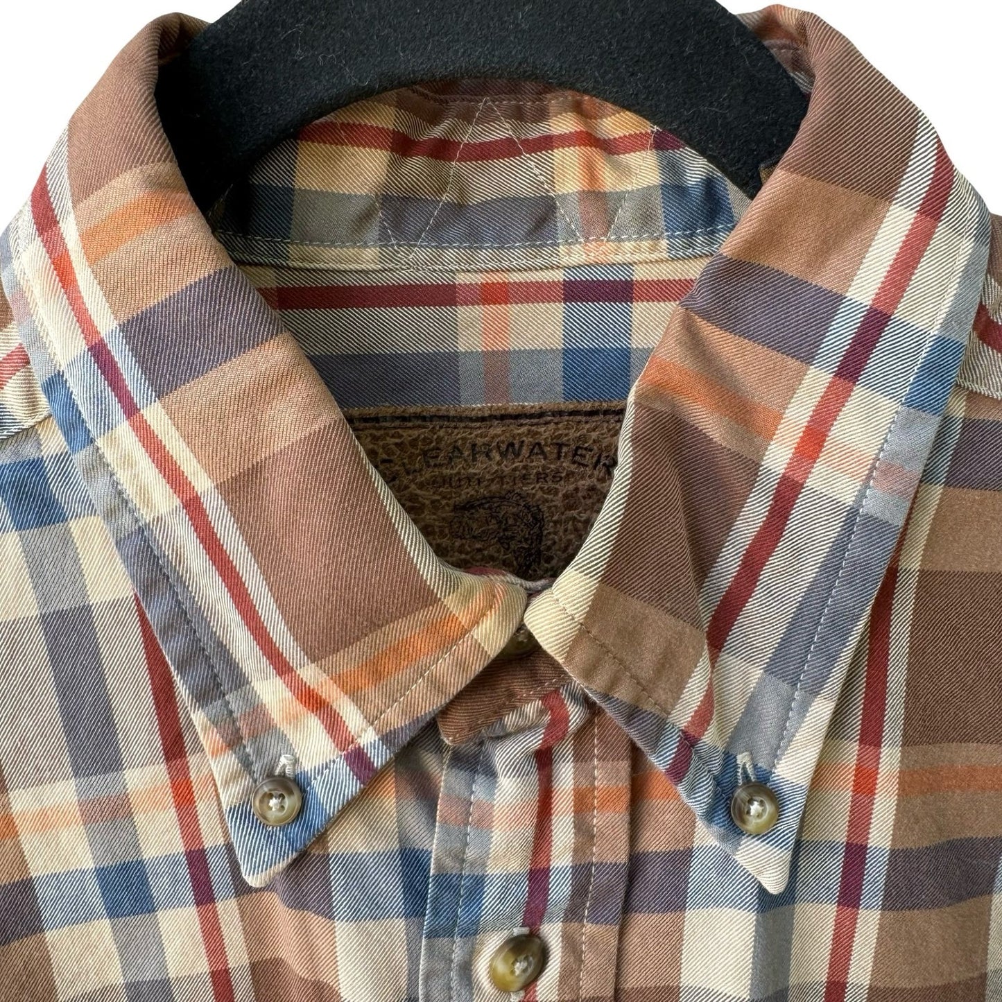 Clearwater Outfitters Plaid Gorpcore Outdoor Cabin Shirt Brown Cotton Twill M