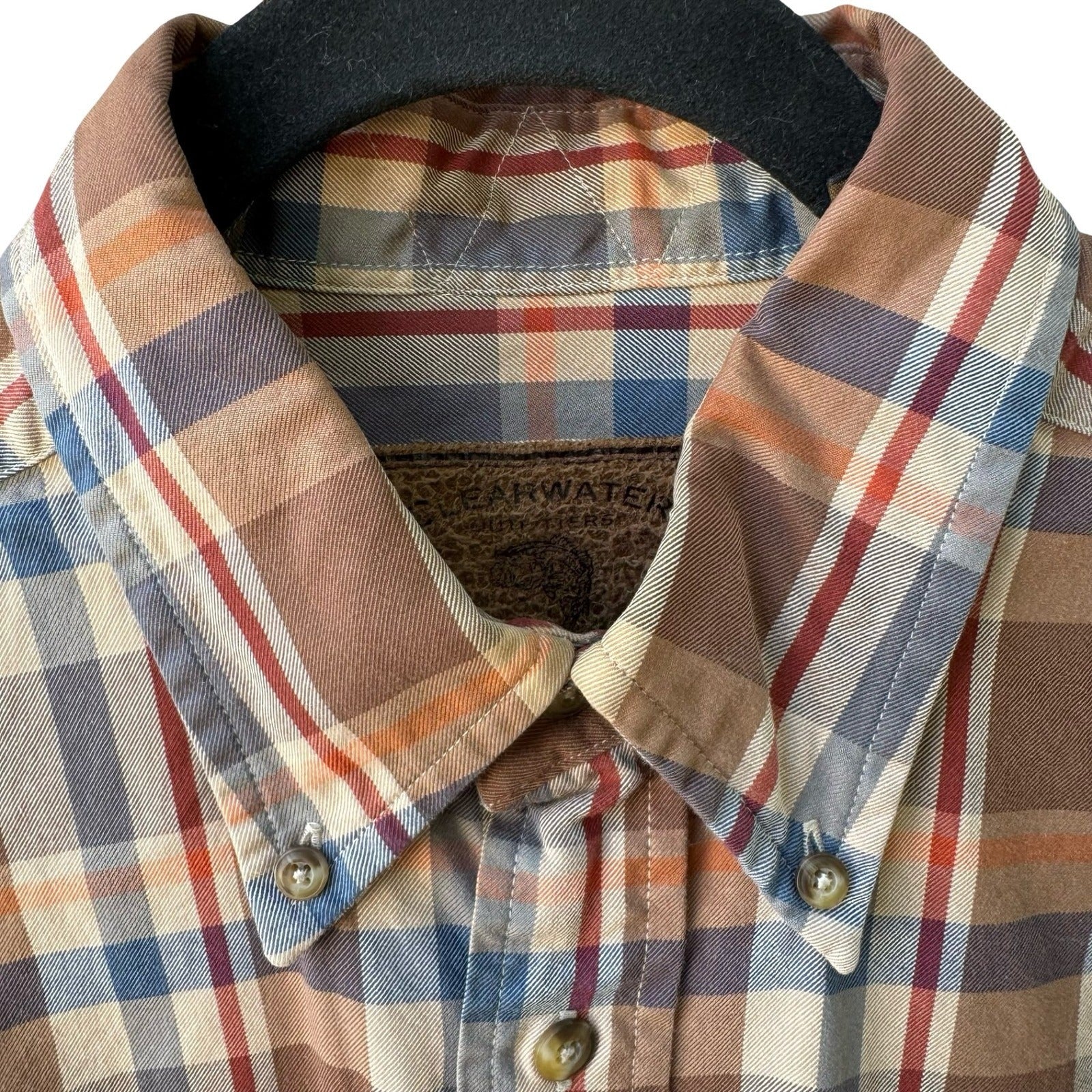 Clearwater Outfitters Plaid Gorpcore Outdoor Cabin Shirt Brown Cotton Twill M