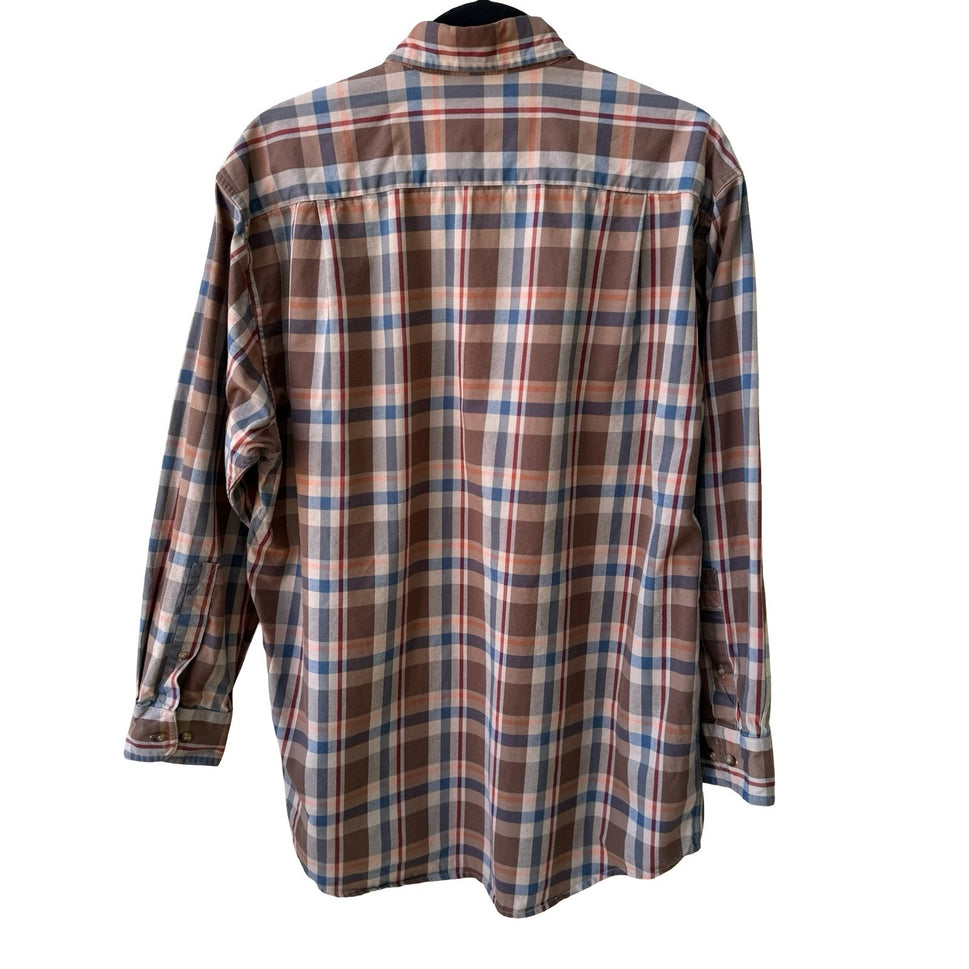 Clearwater Outfitters Plaid Gorpcore Outdoor Cabin Shirt Brown Cotton Twill M