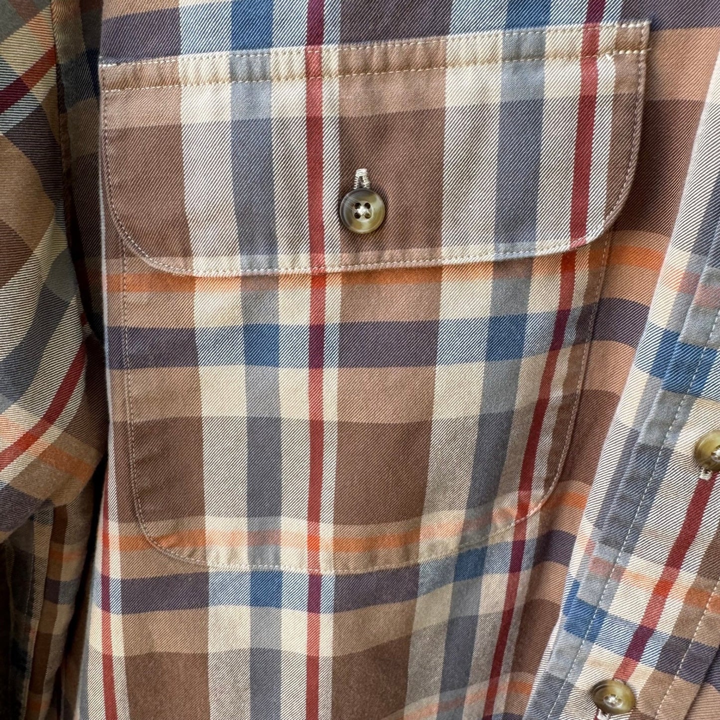 Clearwater Outfitters Plaid Gorpcore Outdoor Cabin Shirt Brown Cotton Twill M