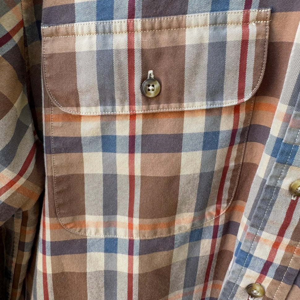 Clearwater Outfitters Plaid Gorpcore Outdoor Cabin Shirt Brown Cotton Twill M