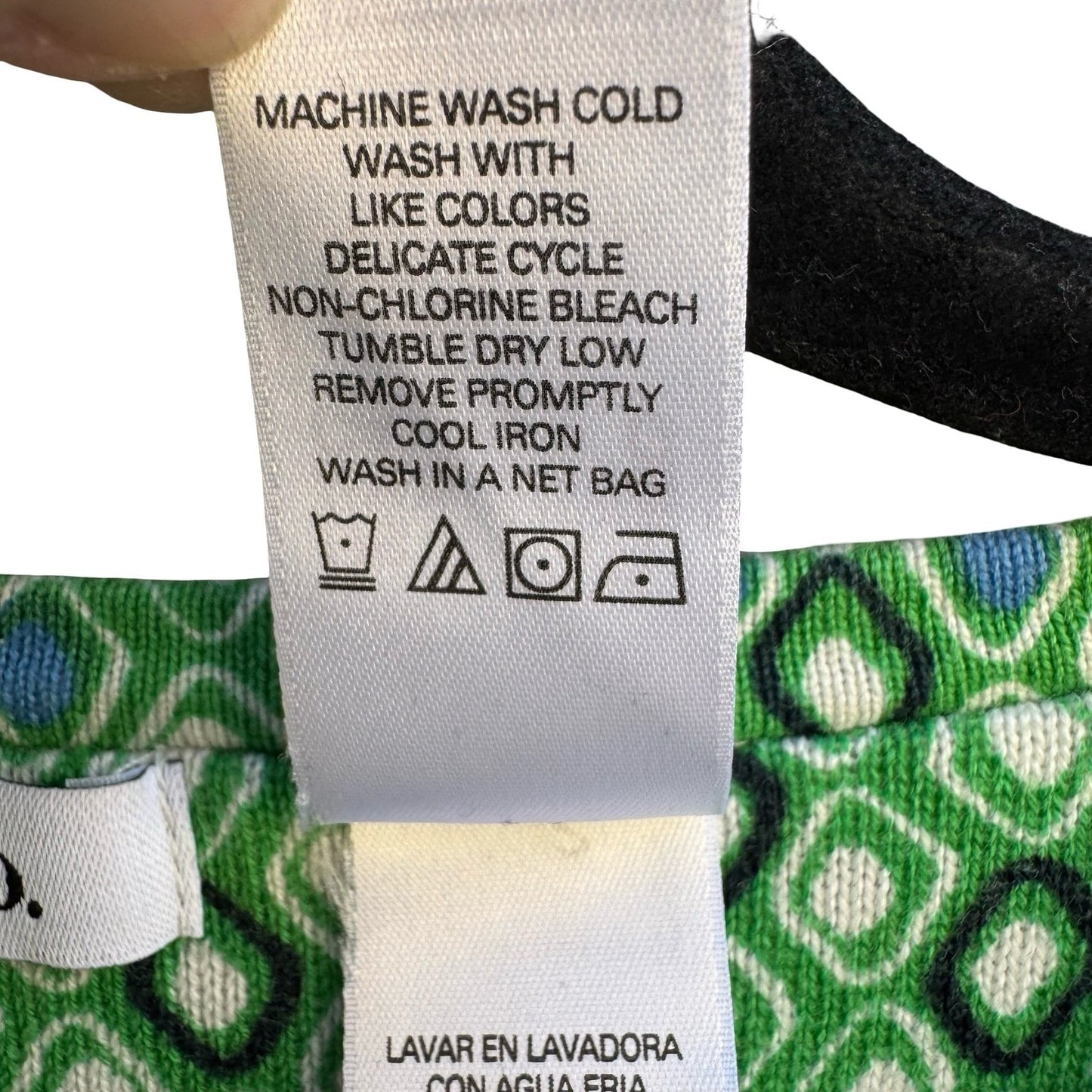Liz & Co Womens Green Geometric Diamond Print 3/4 Sleeve Cotton Cardigan Large