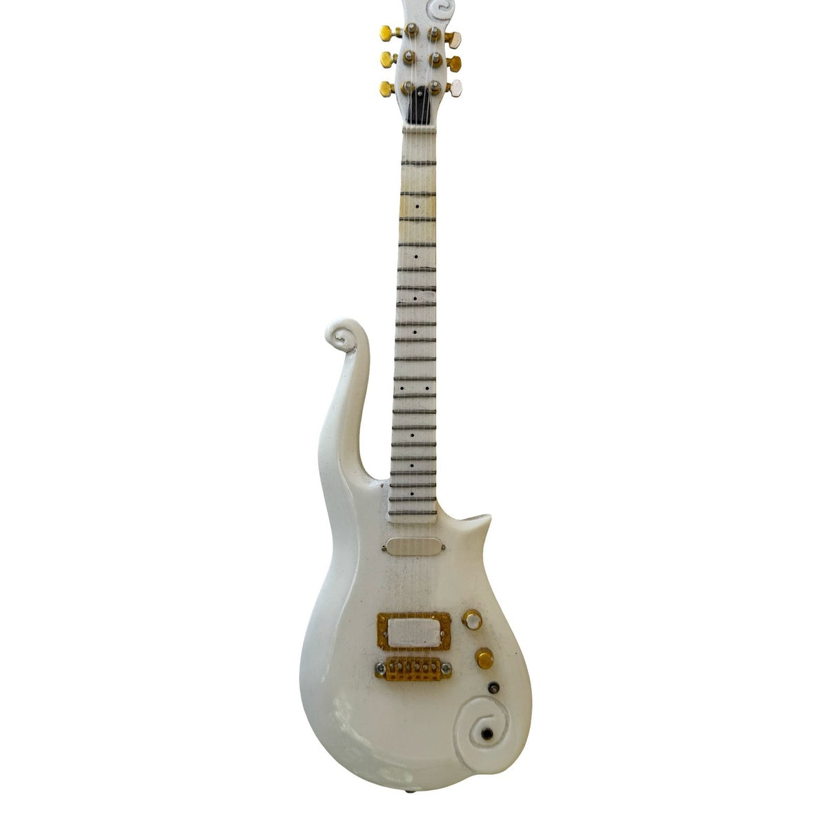 Prince Cloud Style Miniature Replica Guitar White Funk Rock Decor Collectible