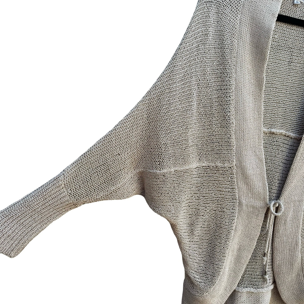 Firetrap Boho Coastal Minimalist Batwing Open Knit Oversized Airy Cardigan Tan S