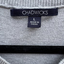 Switch Chadwicks Gray Cardigan Sweater Large Floral Applique Beaded Coquette Chic L 2 image