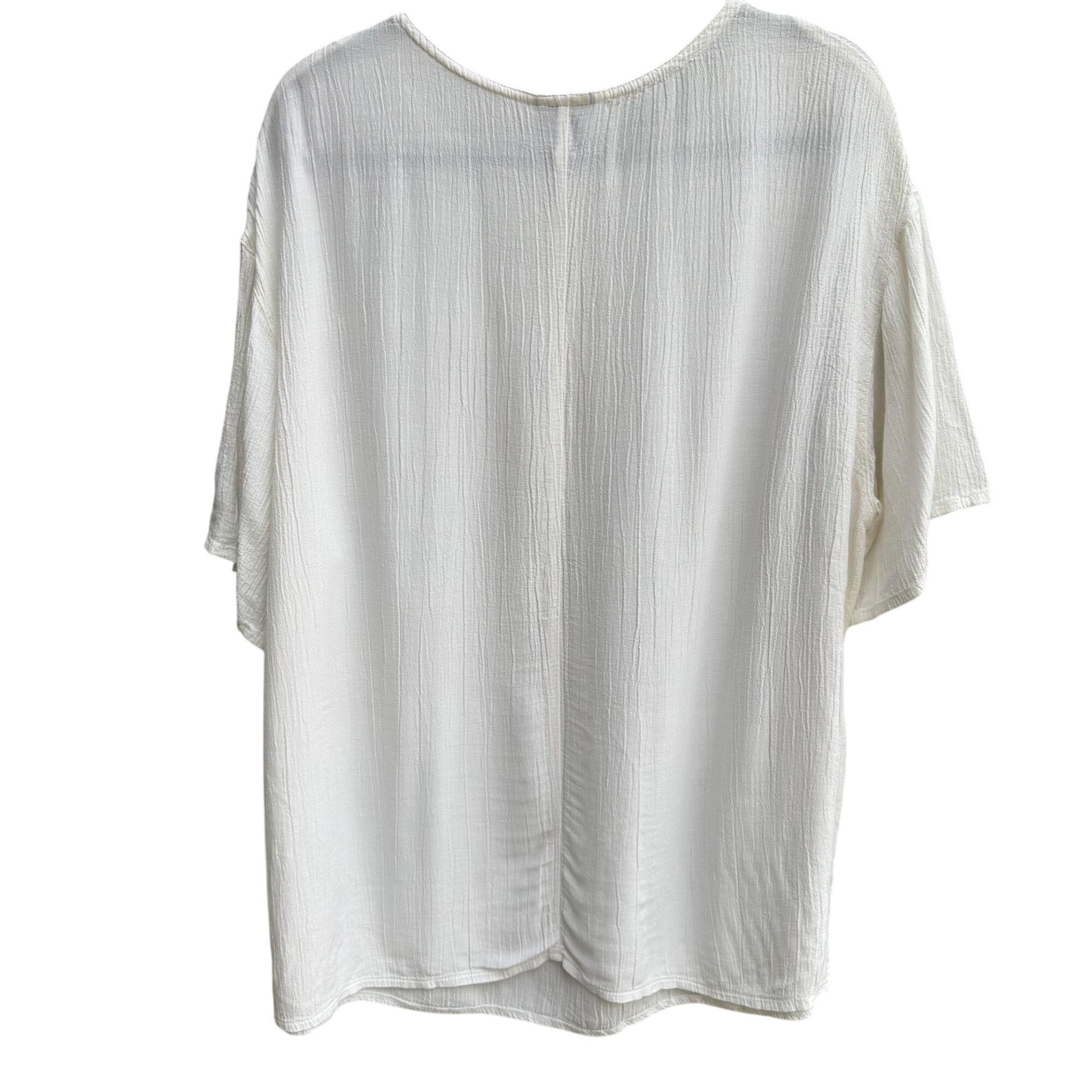 Campus Casuals Of California Vintage Womens White Crinkle Short Sleeve Blouse