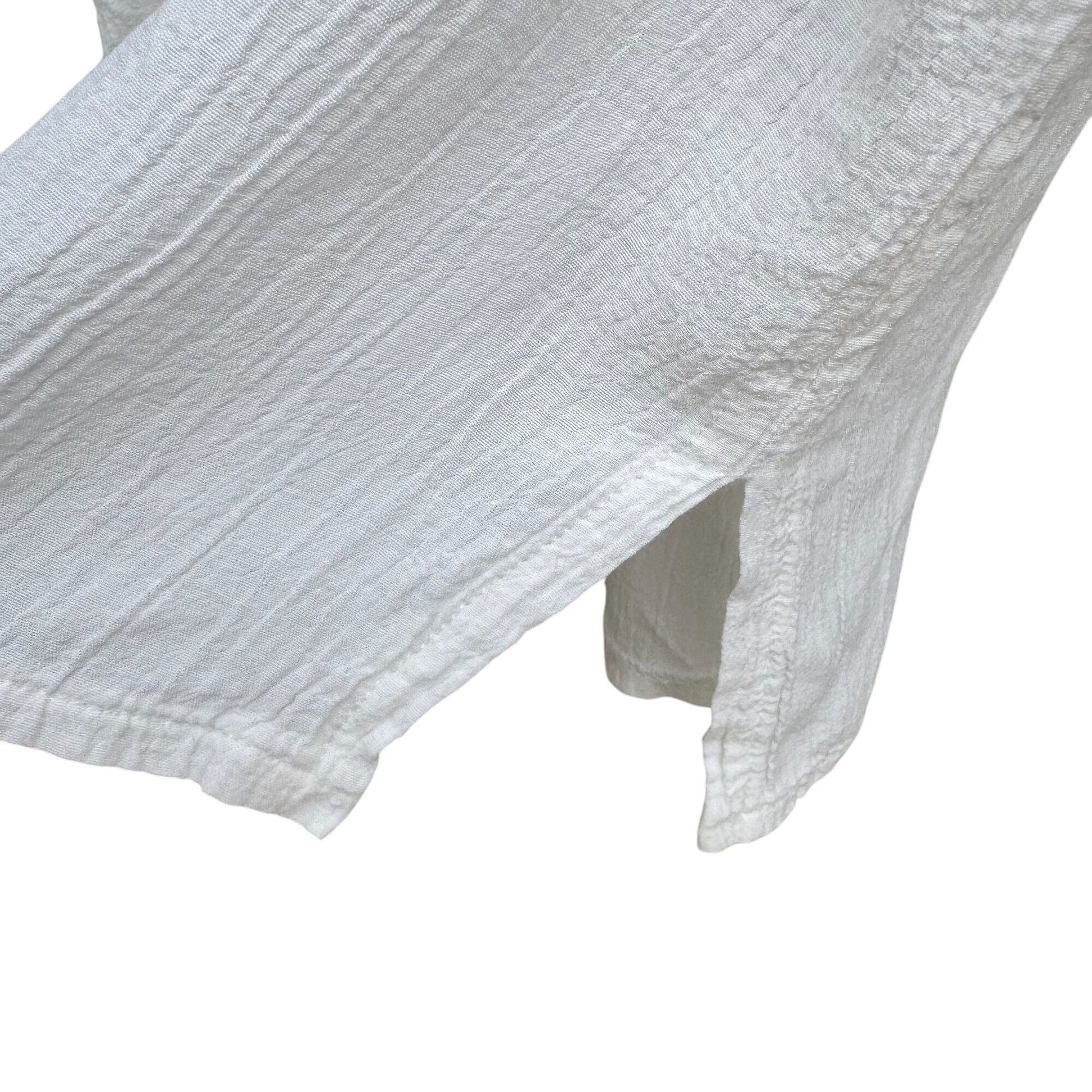 Campus Casuals Of California Vintage Womens White Crinkle Short Sleeve Blouse