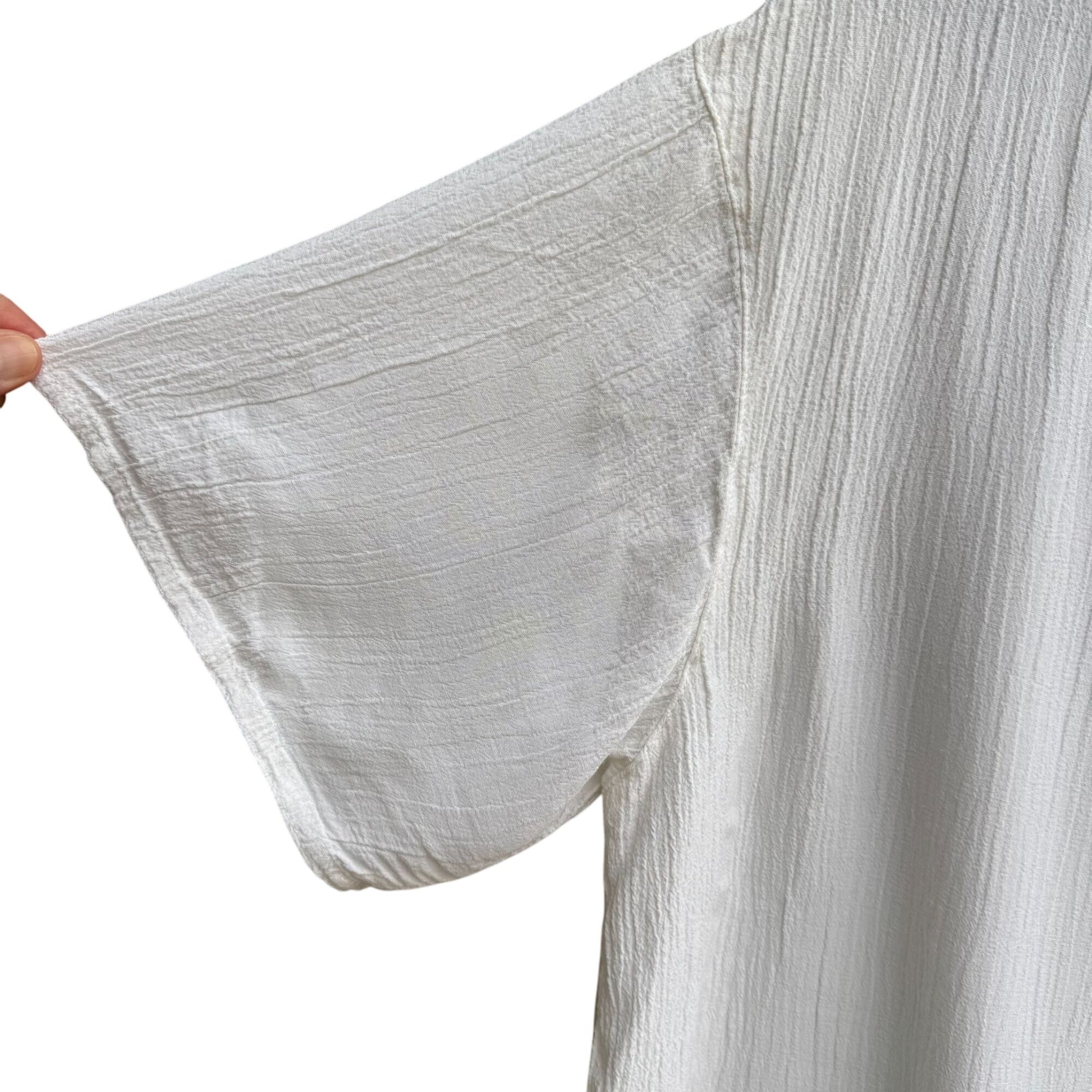 Campus Casuals Of California Vintage Womens White Crinkle Short Sleeve Blouse