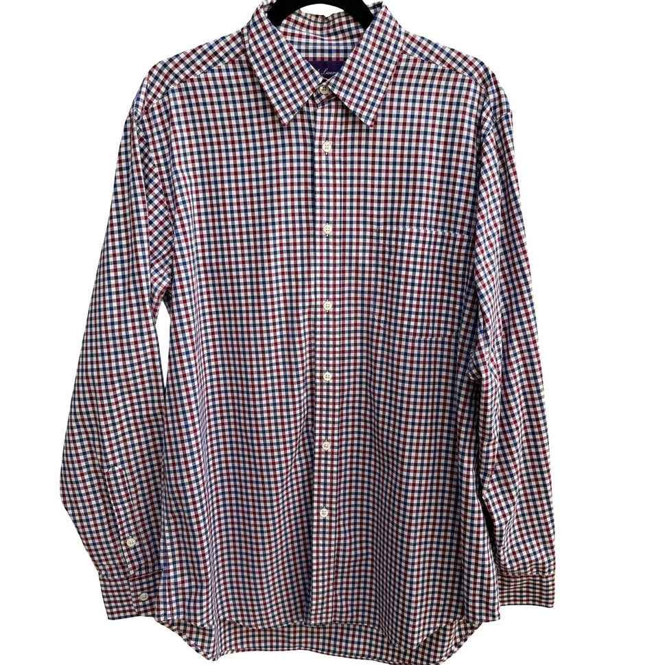 Ralph Lauren Purple Label Gingham Check Preppy Luxury Cotton Shirt Italy Mens L
