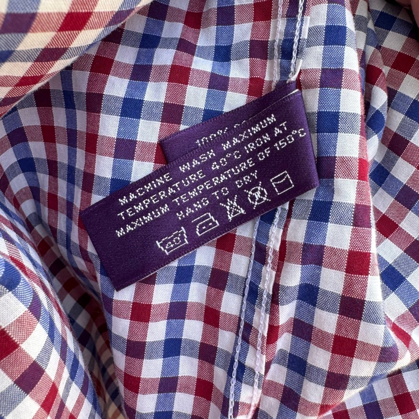 Ralph Lauren Purple Label Gingham Check Preppy Luxury Cotton Shirt Italy Mens L