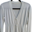 Switch Vintage Women&#39;s White Two Button Long Sleeve V Neck Super Soft Cardigan Sweater 2 image