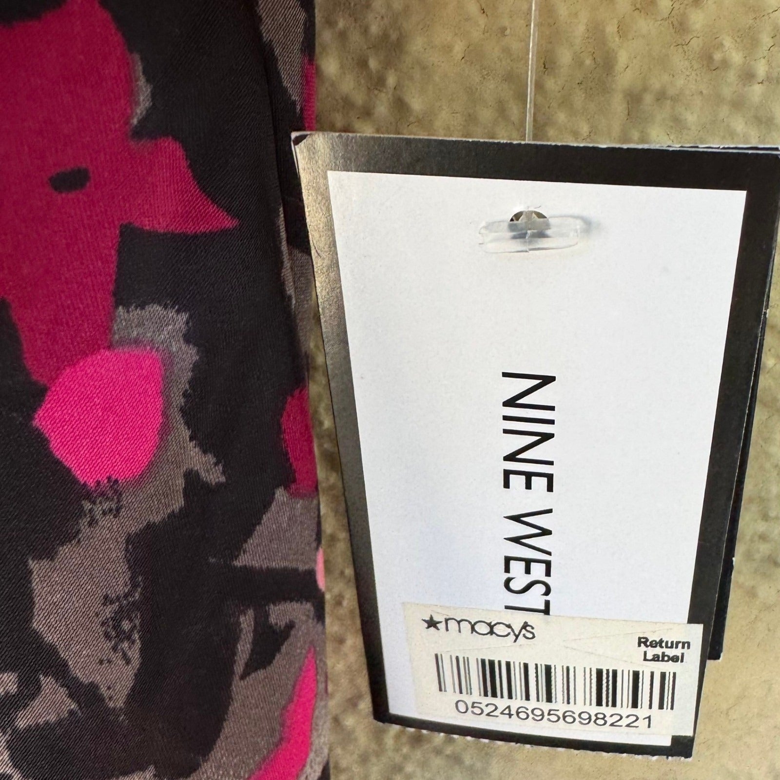 Nine West Professional Abstract Dark Floral Tie Neck Sleeveless Blouse L NEW