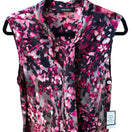 Switch Nine West Professional Abstract Dark Floral Tie Neck Sleeveless Blouse L NEW 3 image