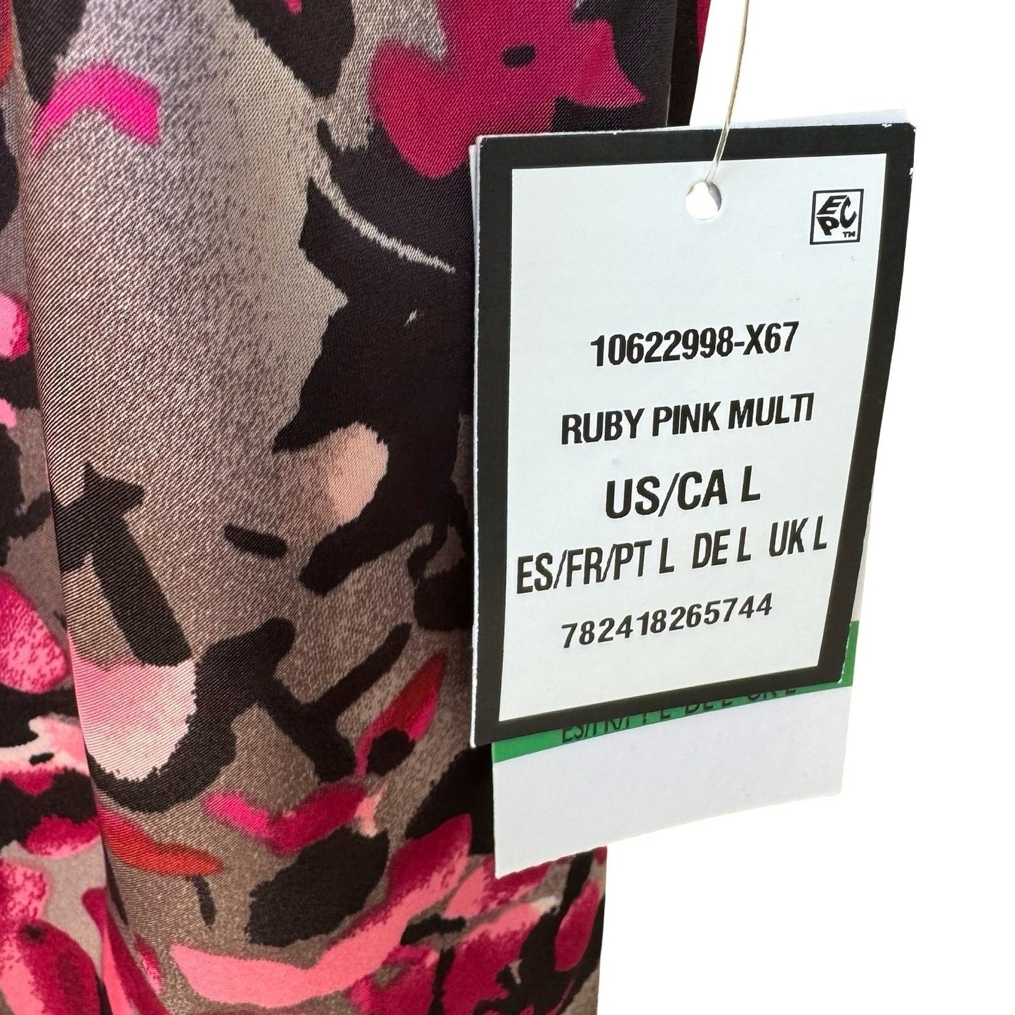 Nine West Professional Abstract Dark Floral Tie Neck Sleeveless Blouse L NEW