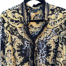 Switch ECI New York Womens Ruffle Trim Black Gold Baroque Glam Leopard Print Blouse 2X 3 image