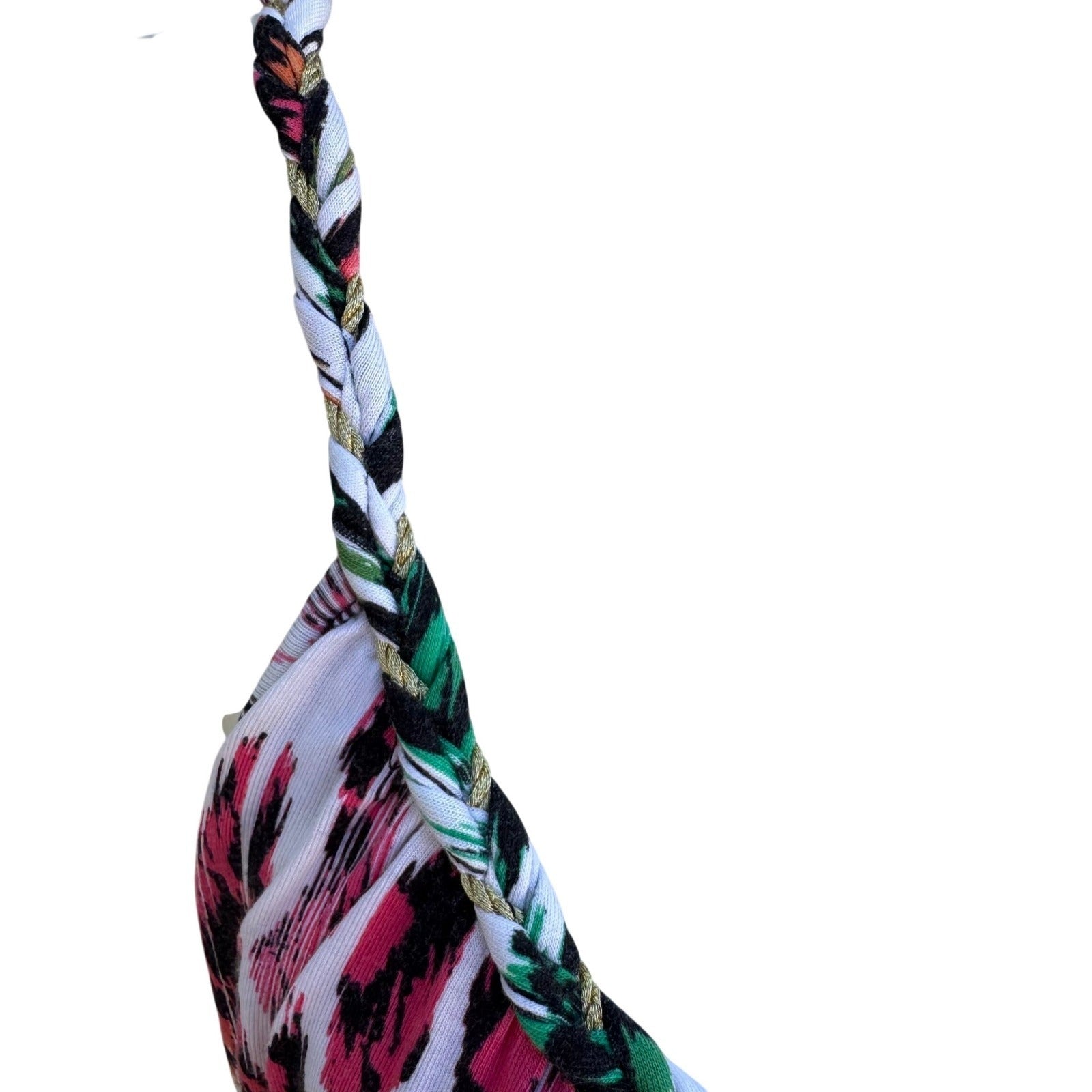 Style & Co Boho Pink Green Ikat Geometric Braided Strap Midi Sundress Womens M
