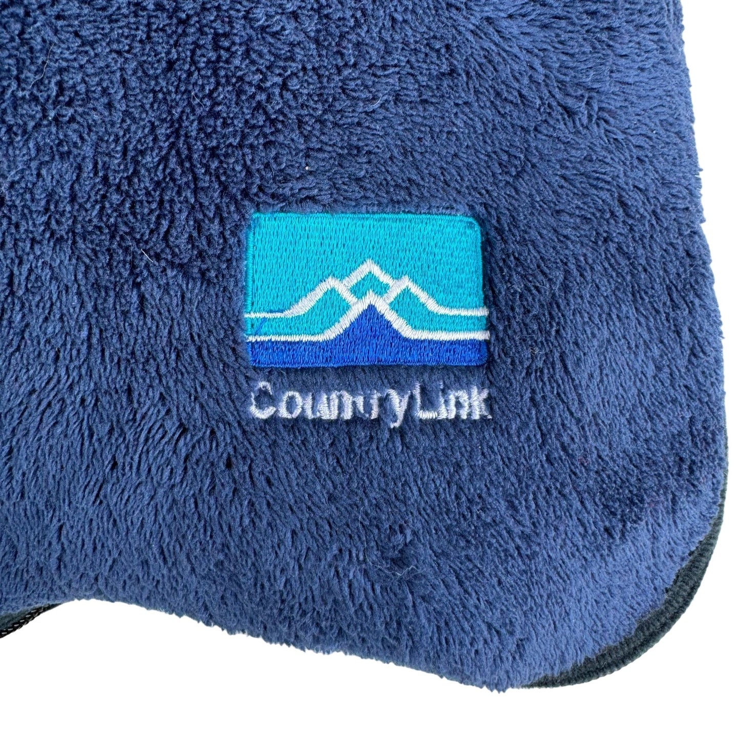 Country Link Navy Fleece Travel Pocket Zippered Pouch Personal Throw Blanket