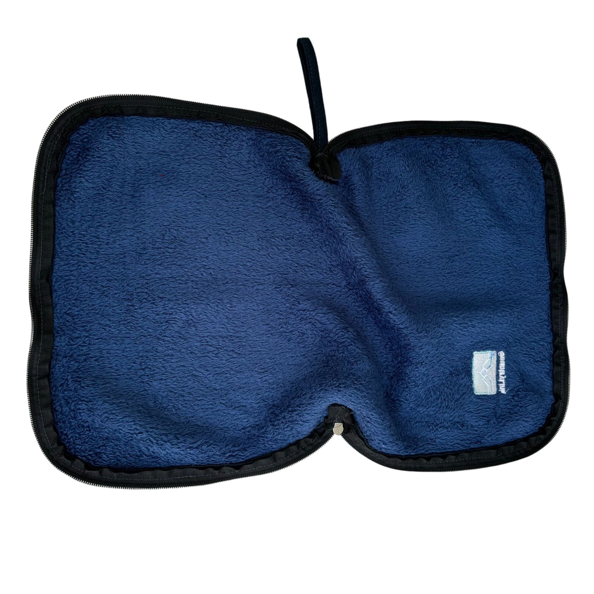 Country Link Navy Fleece Travel Pocket Zippered Pouch Personal Throw Blanket