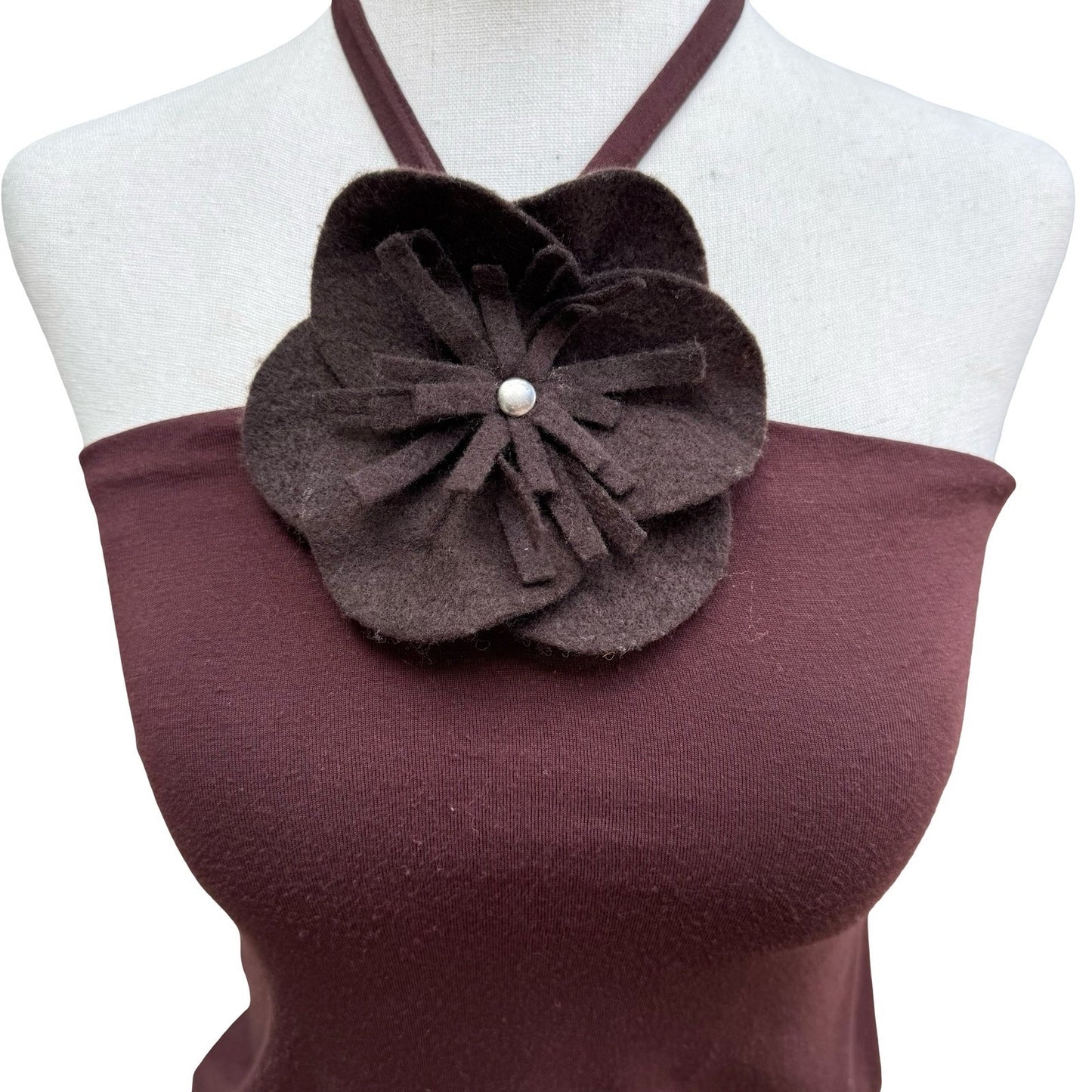 Harveys Y2K Coquette Fairycore Boho Halter Tube Top Oversized 3D Flower Brown S