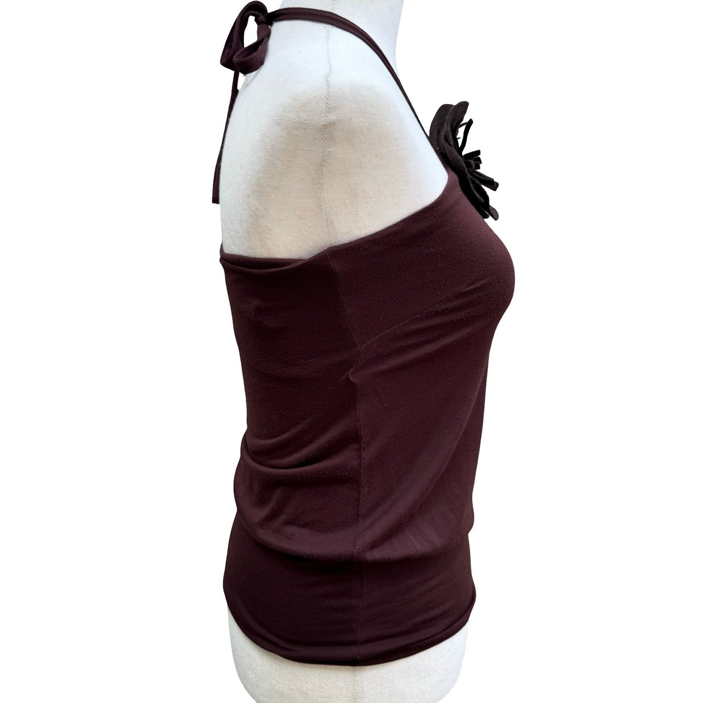 Harveys Y2K Coquette Fairycore Boho Halter Tube Top Oversized 3D Flower Brown S