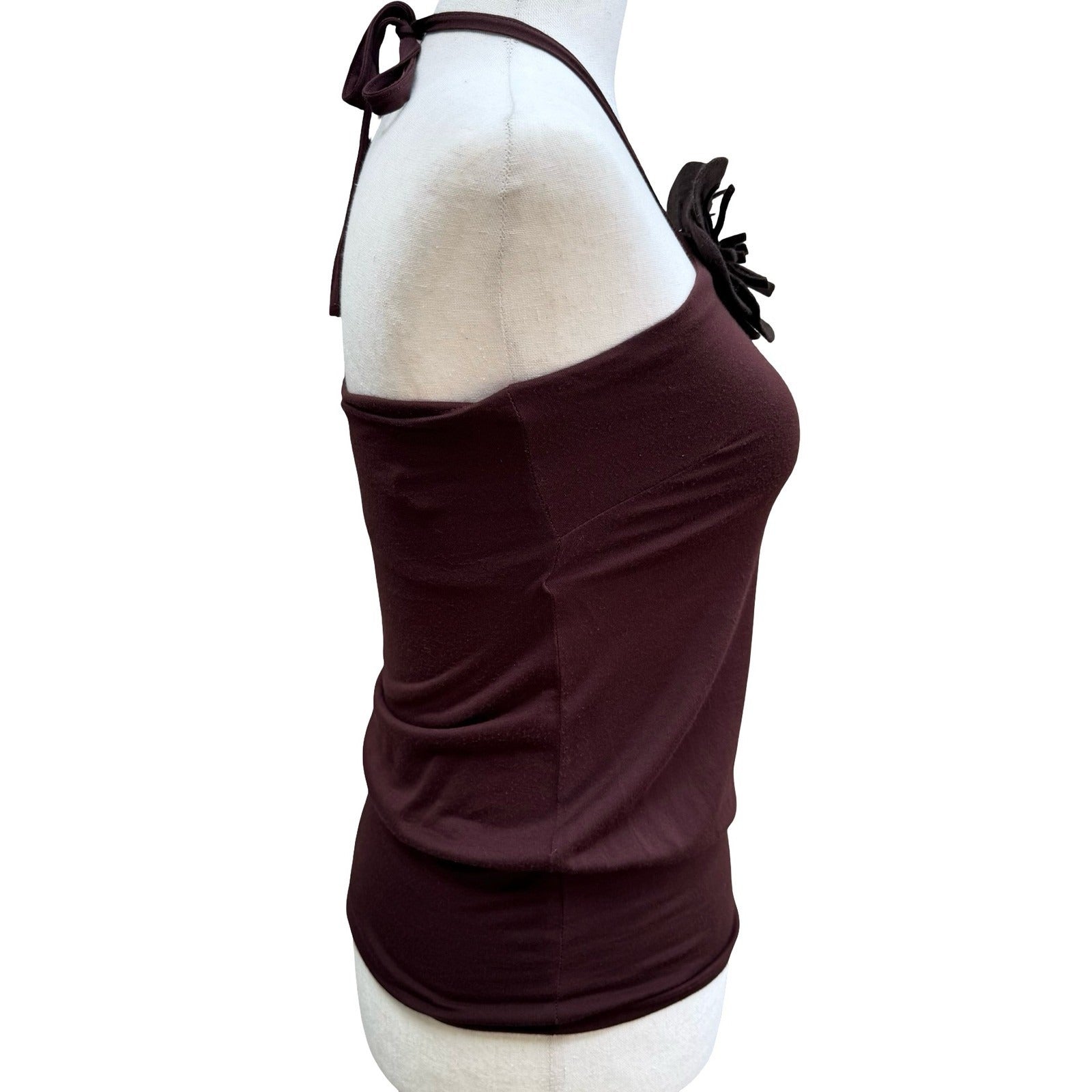 Harveys Y2K Coquette Fairycore Boho Halter Tube Top Oversized 3D Flower Brown S