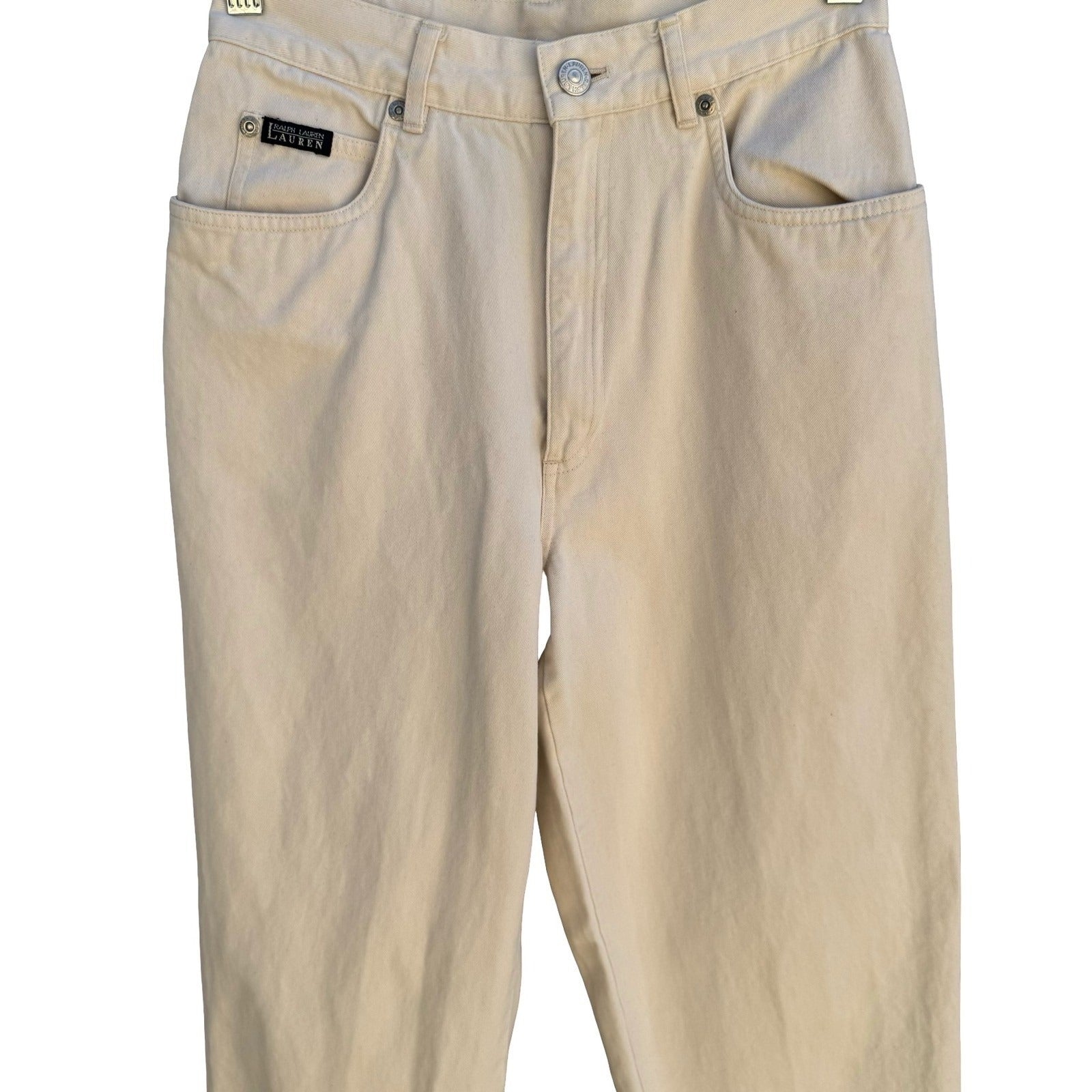 Lauren Ralph Lauren Vintage 90s High Waisted Tapered Mom Jeans Cream Womens