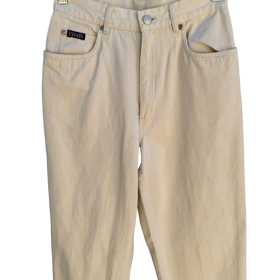 Lauren Ralph Lauren Vintage 90s High Waisted Tapered Mom Jeans Cream Womens