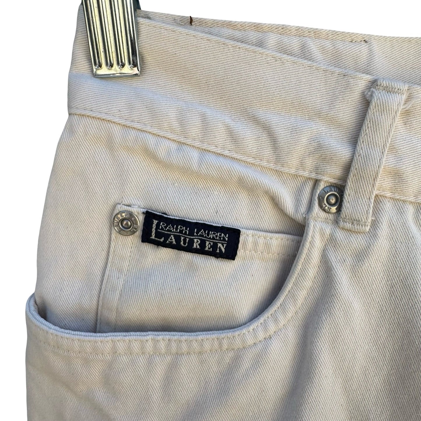 Lauren Ralph Lauren Vintage 90s High Waisted Tapered Mom Jeans Cream Womens