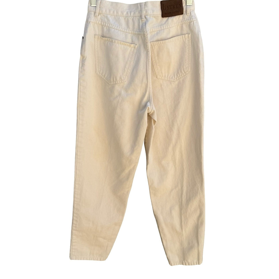 Lauren Ralph Lauren Vintage 90s High Waisted Tapered Mom Jeans Cream Womens