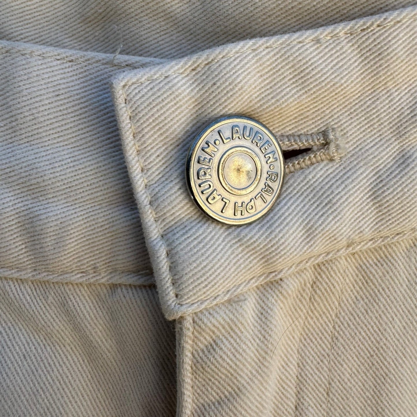 Lauren Ralph Lauren Vintage 90s High Waisted Tapered Mom Jeans Cream Womens
