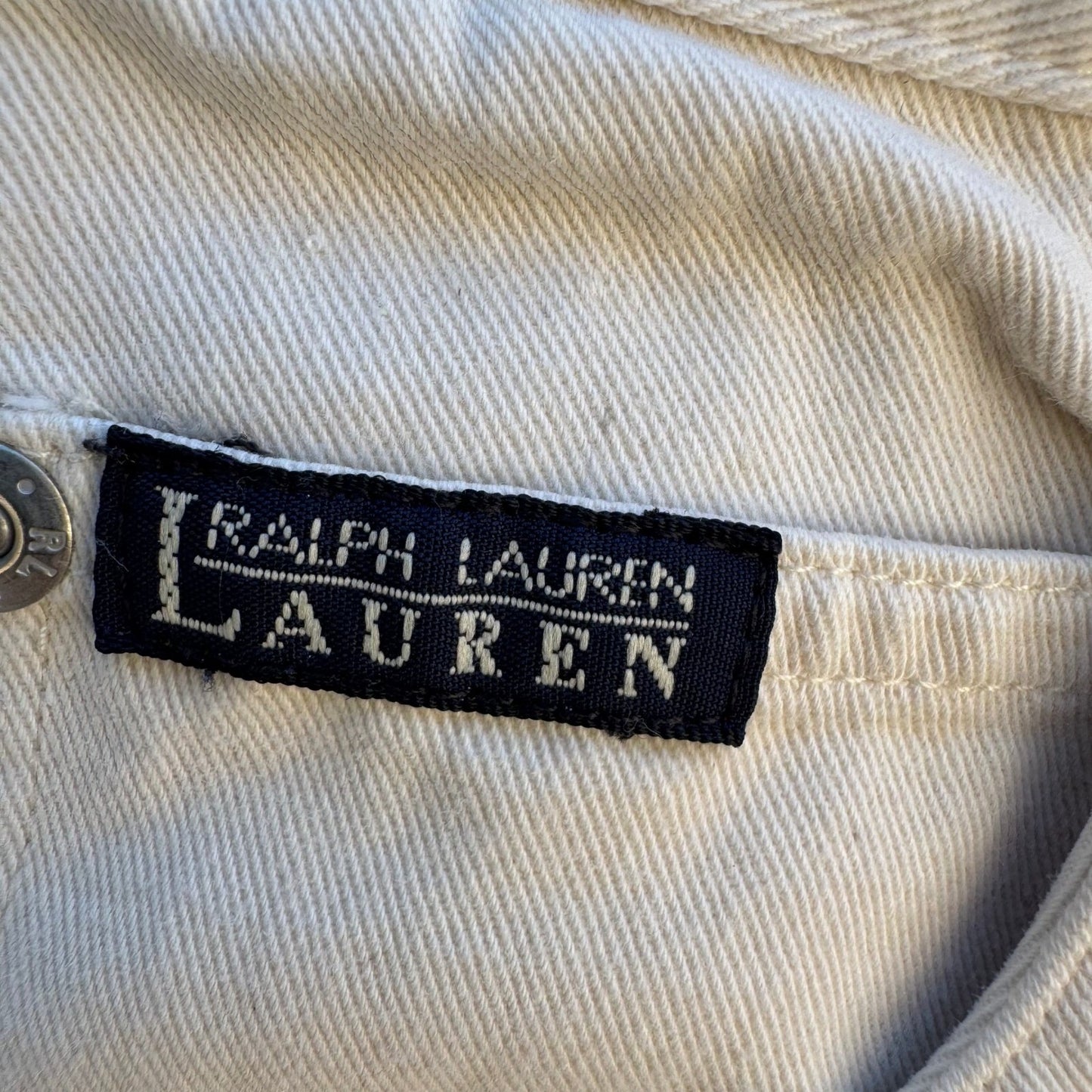 Lauren Ralph Lauren Vintage 90s High Waisted Tapered Mom Jeans Cream Womens