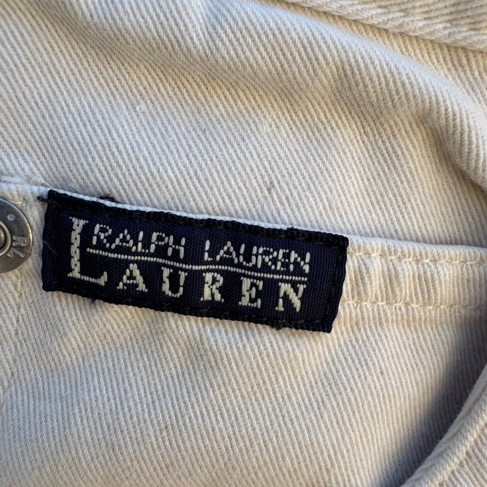 Lauren Ralph Lauren Vintage 90s High Waisted Tapered Mom Jeans Cream Womens