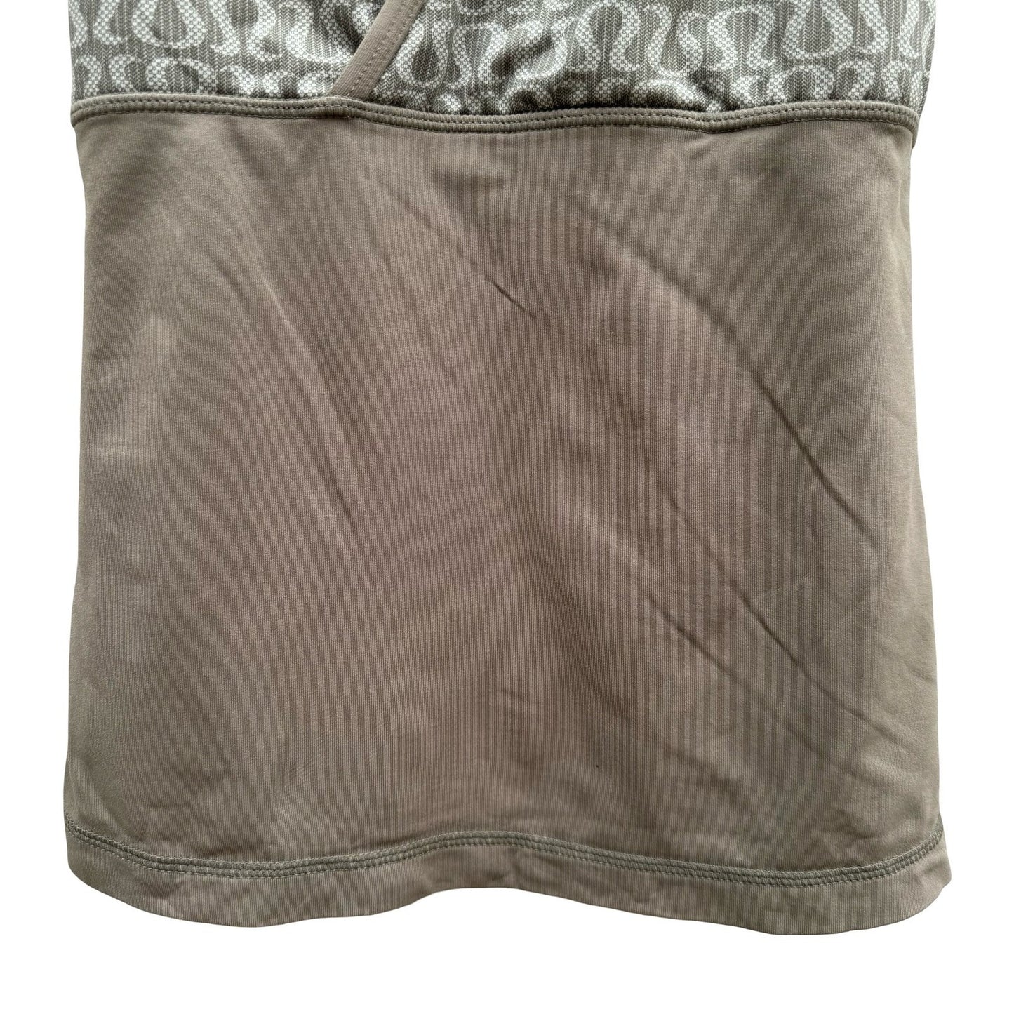 Lululemon Racerback Tank Top V-Neck Shelf Bra Taupe Logo Print 4 Yoga Gorpcore