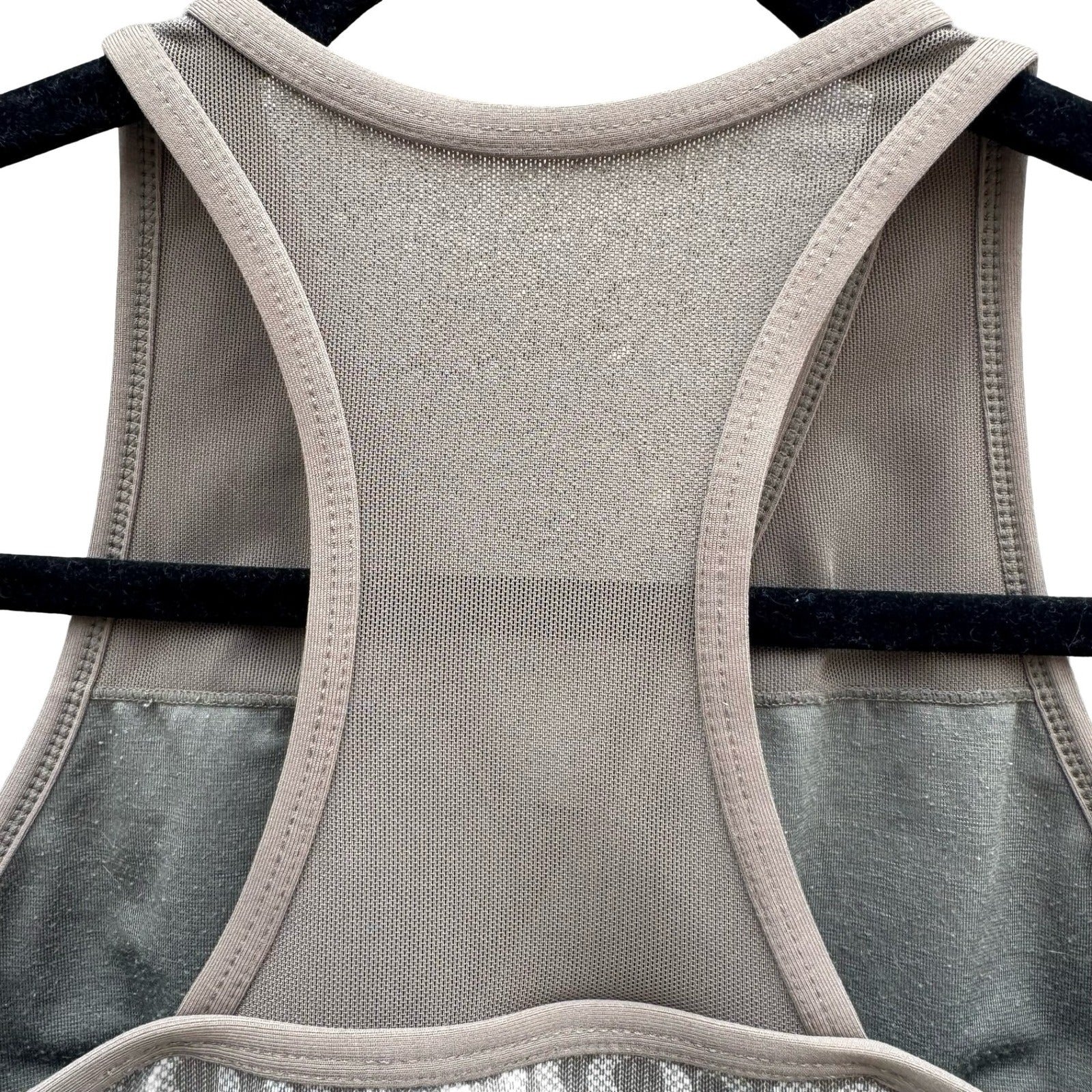 Lululemon Racerback Tank Top V-Neck Shelf Bra Taupe Logo Print 4 Yoga Gorpcore