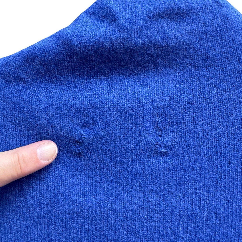 Nicole Miller Cashmere Quiet Luxury Minimalist Turtleneck Sweater Royal Blue