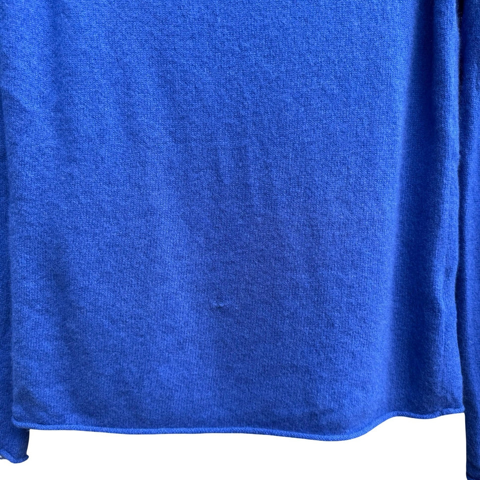 Nicole Miller Cashmere Quiet Luxury Minimalist Turtleneck Sweater Royal Blue