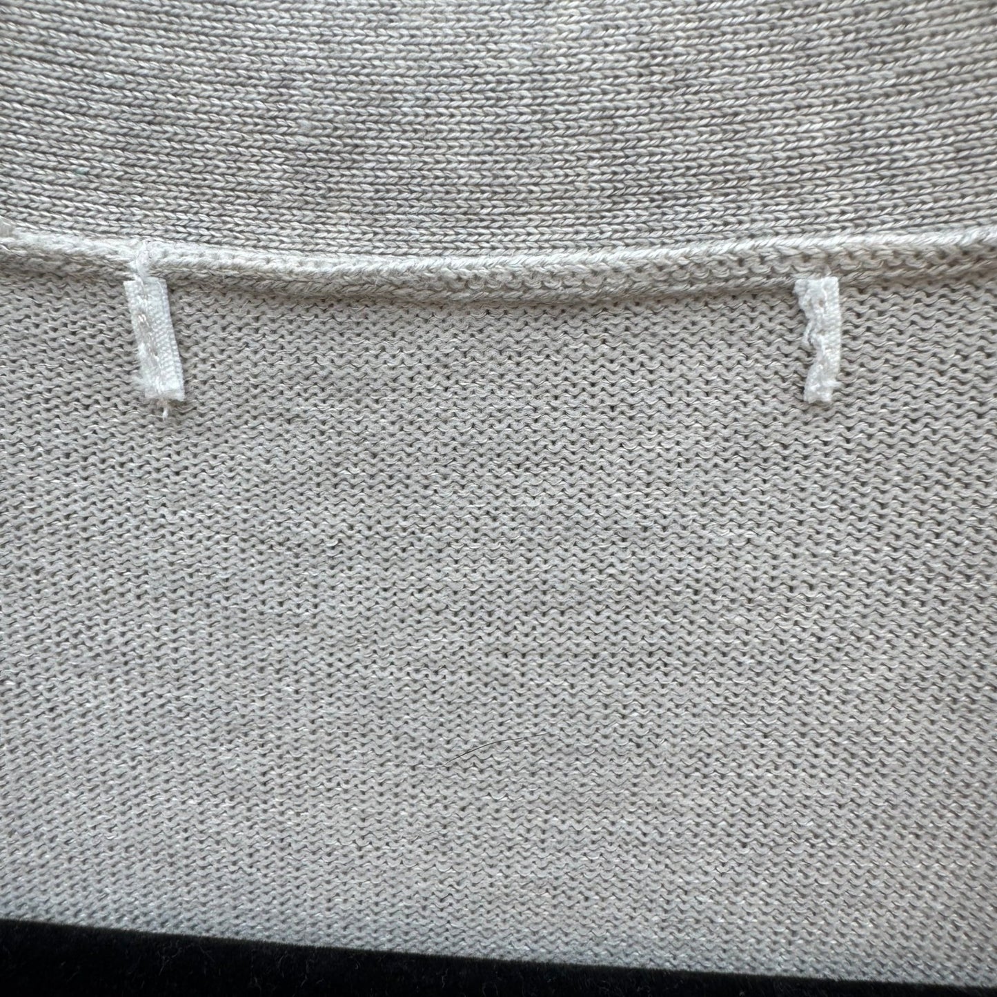 Minimalist Neutral Oatmeal Open Front Peplum Cardigan Sweater Ribbed Waist L