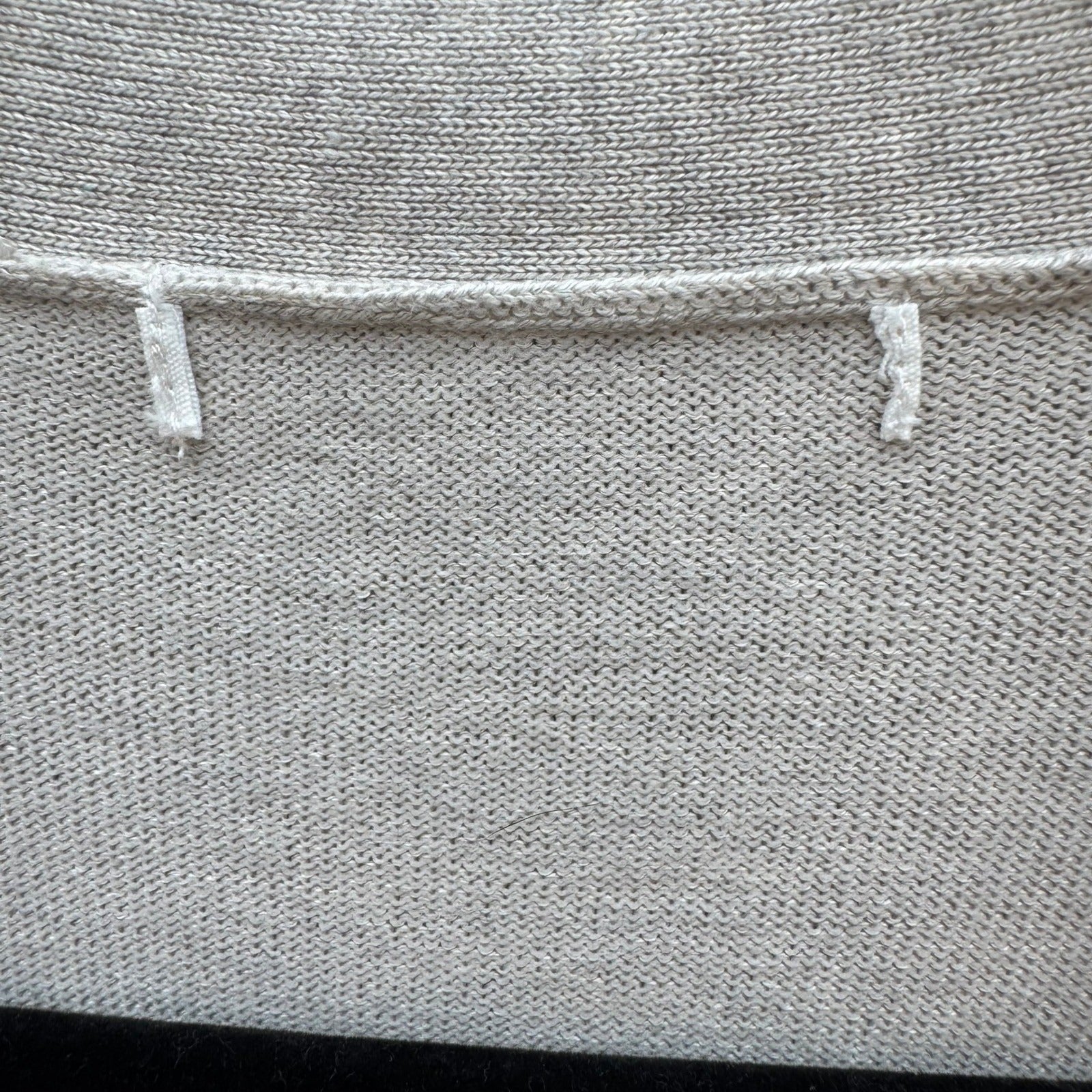 Minimalist Neutral Oatmeal Open Front Peplum Cardigan Sweater Ribbed Waist L