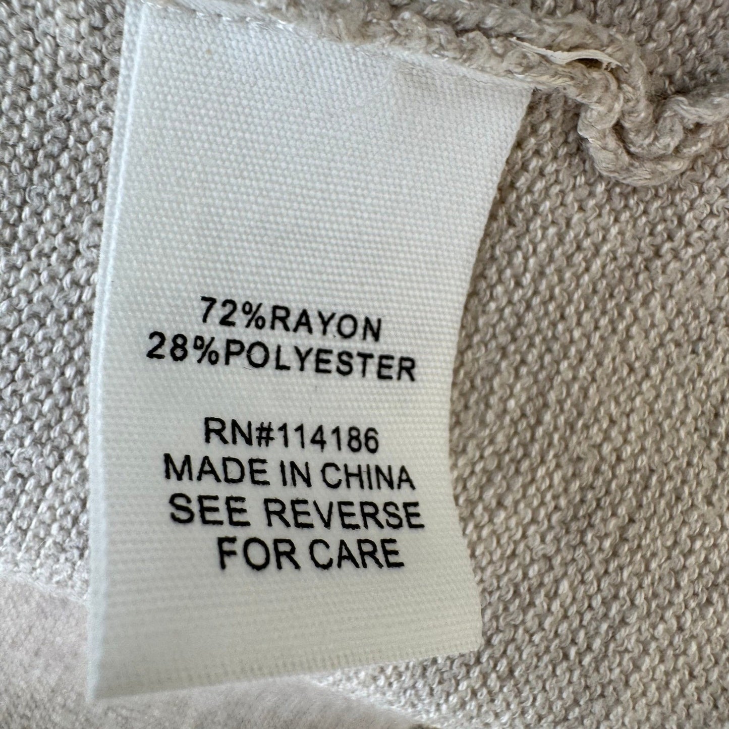 Minimalist Neutral Oatmeal Open Front Peplum Cardigan Sweater Ribbed Waist L