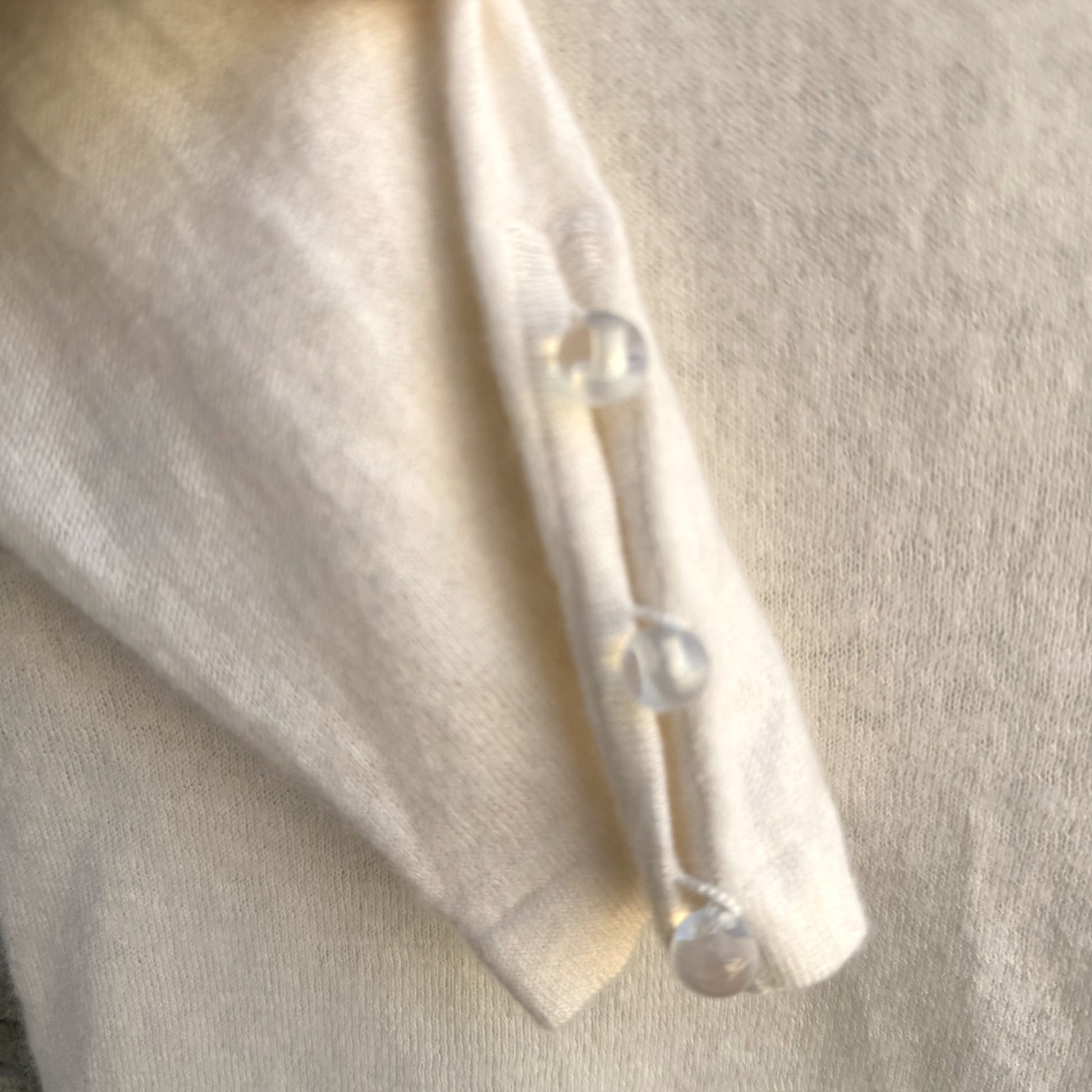 Sutton Studio Womens White Cashmere 3/4 Sleeve Buttoned Cuffs Knit Sweater L