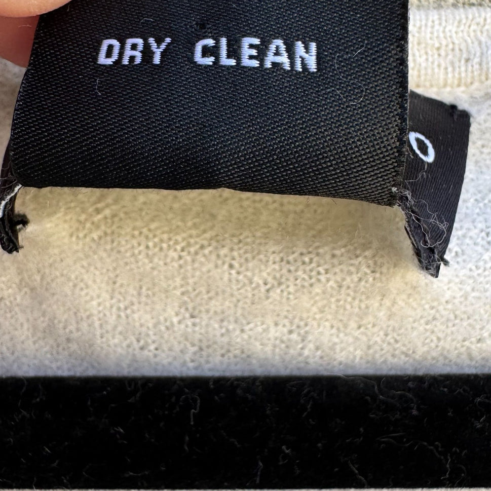 Sutton Studio Womens White Cashmere 3/4 Sleeve Buttoned Cuffs Knit Sweater L