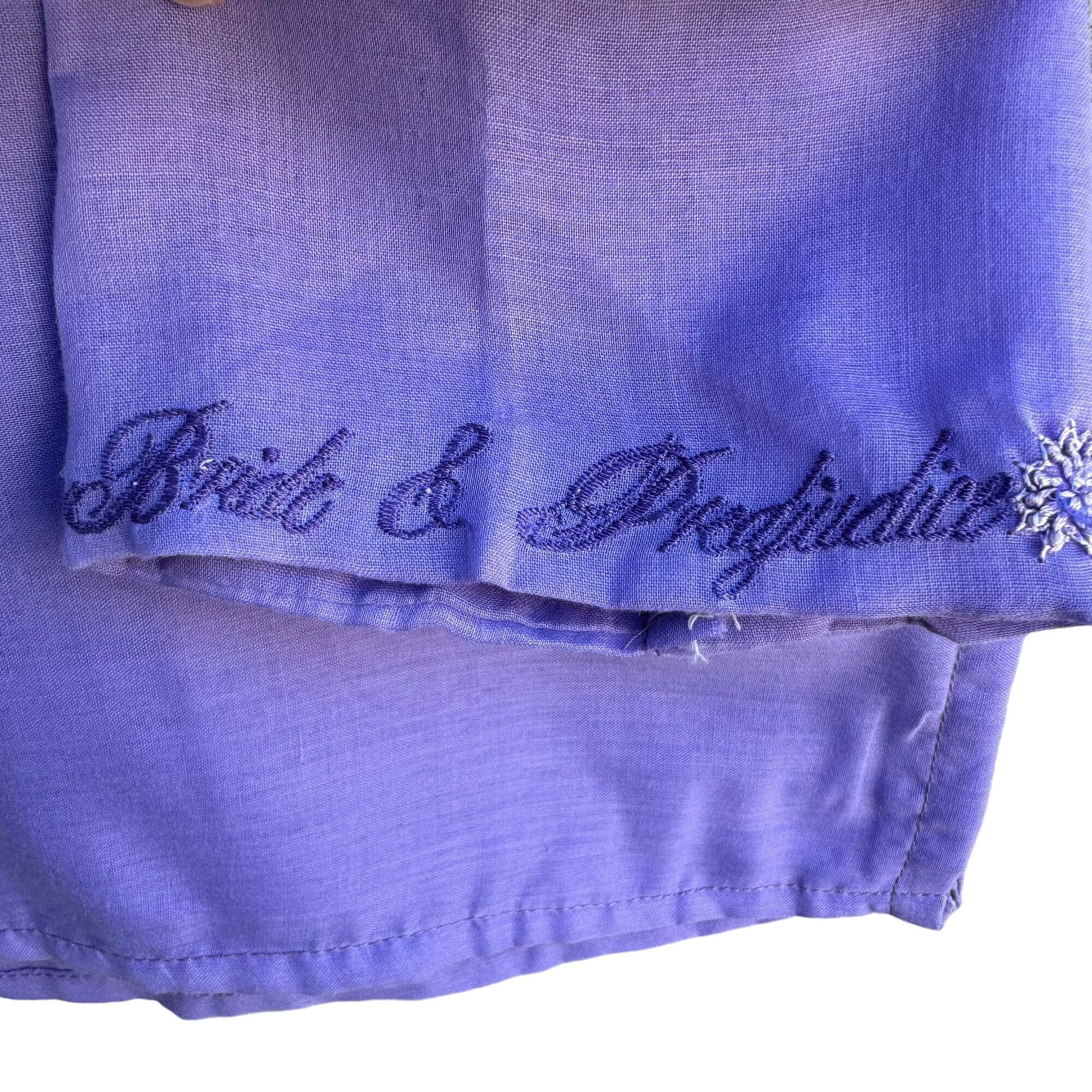 Bride & Prejudice Handmade Purple Womens V-Neck Embroidered Long Sleeve Linen Top