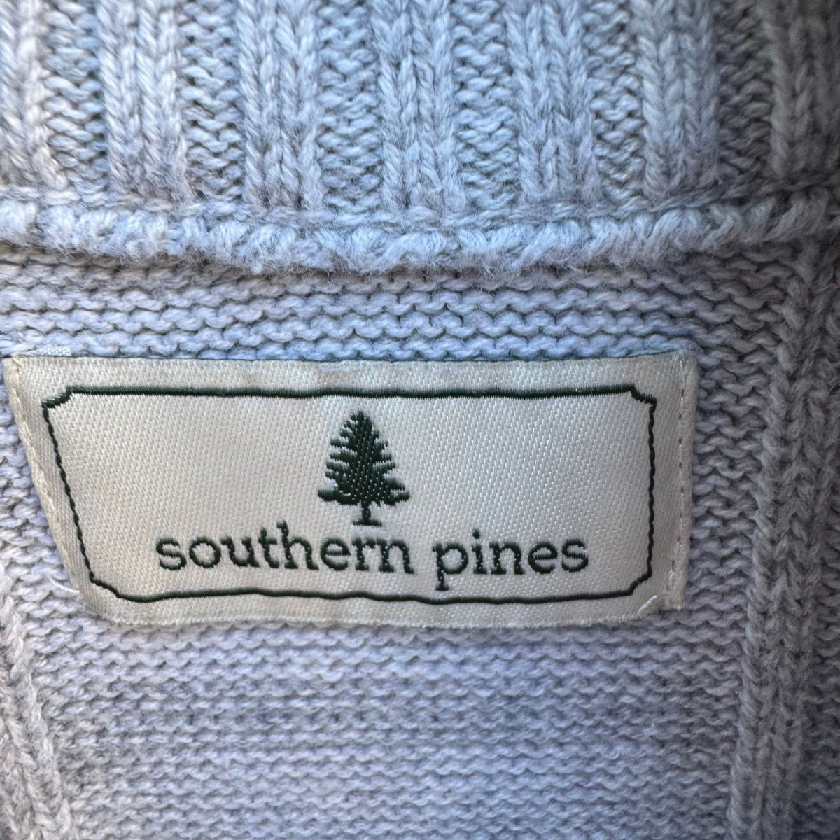 Southern Pines Coastal Minimalist Preppy Textured Mock Neck Sweater Grey Mens M