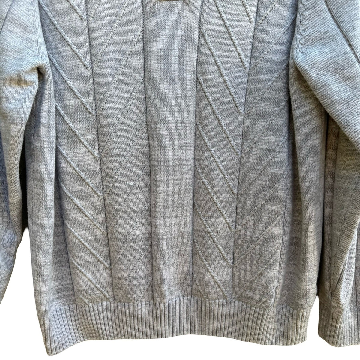 Southern Pines Coastal Minimalist Preppy Textured Mock Neck Sweater Grey Mens M