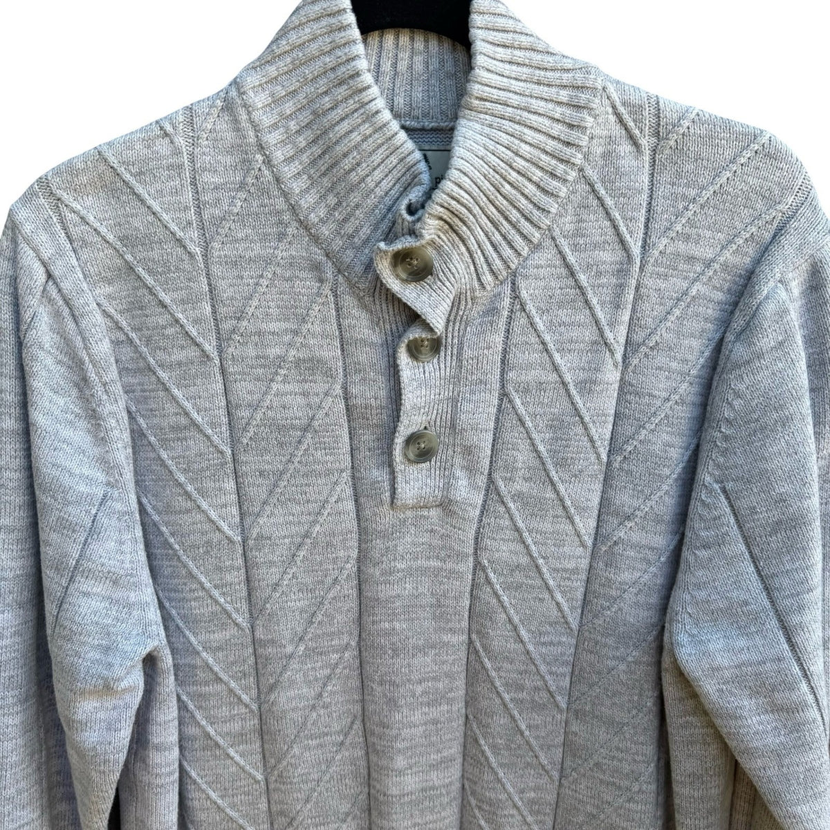Southern Pines Coastal Minimalist Preppy Textured Mock Neck Sweater Grey Mens M