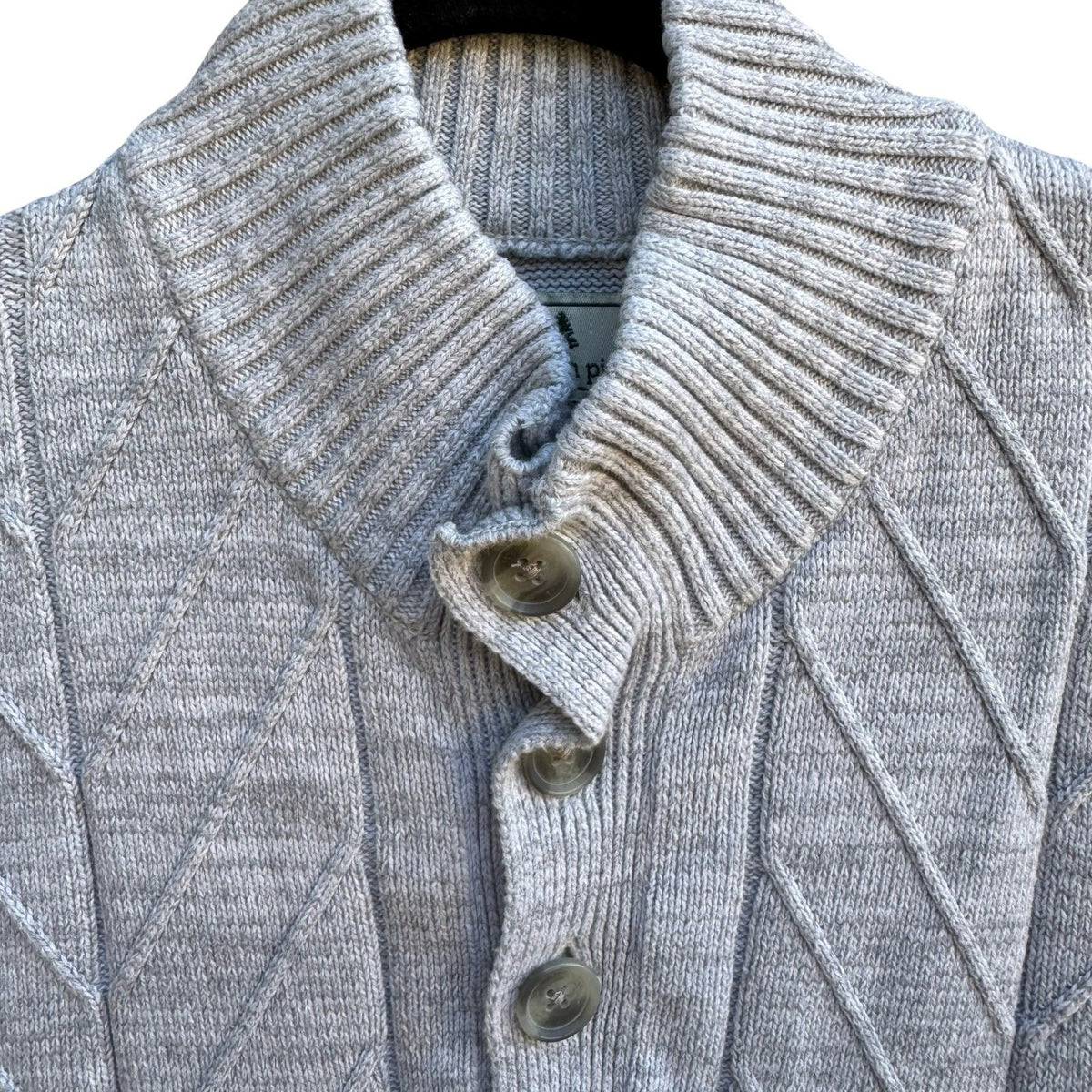Southern Pines Coastal Minimalist Preppy Textured Mock Neck Sweater Grey Mens M