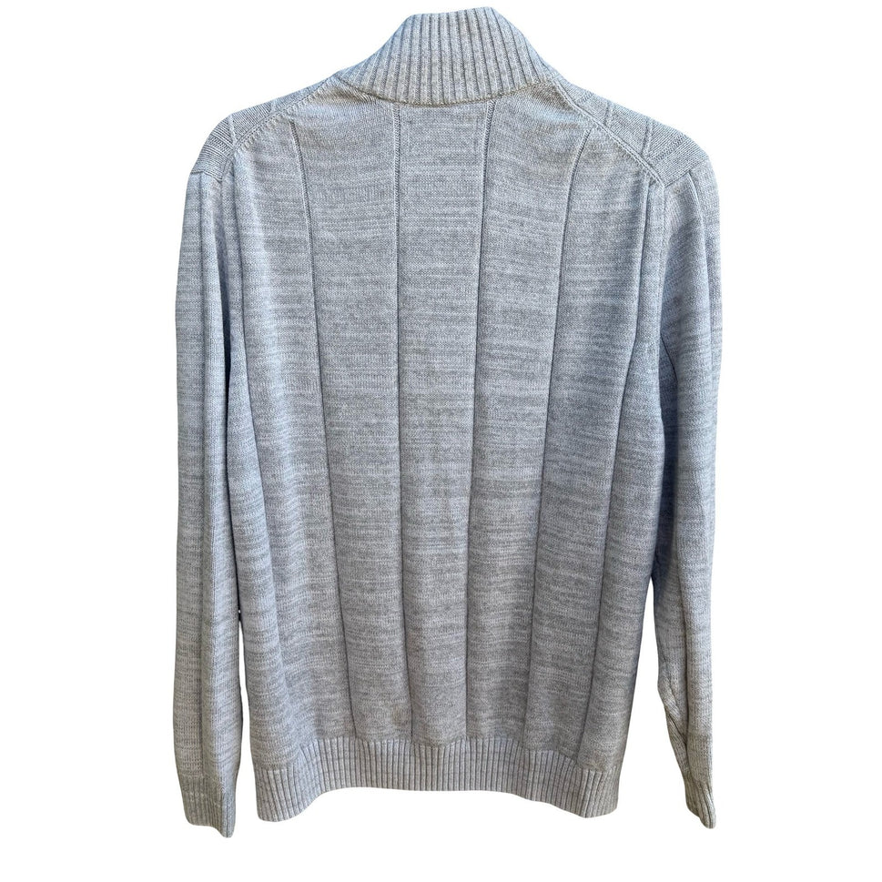 Southern Pines Coastal Minimalist Preppy Textured Mock Neck Sweater Grey Mens M