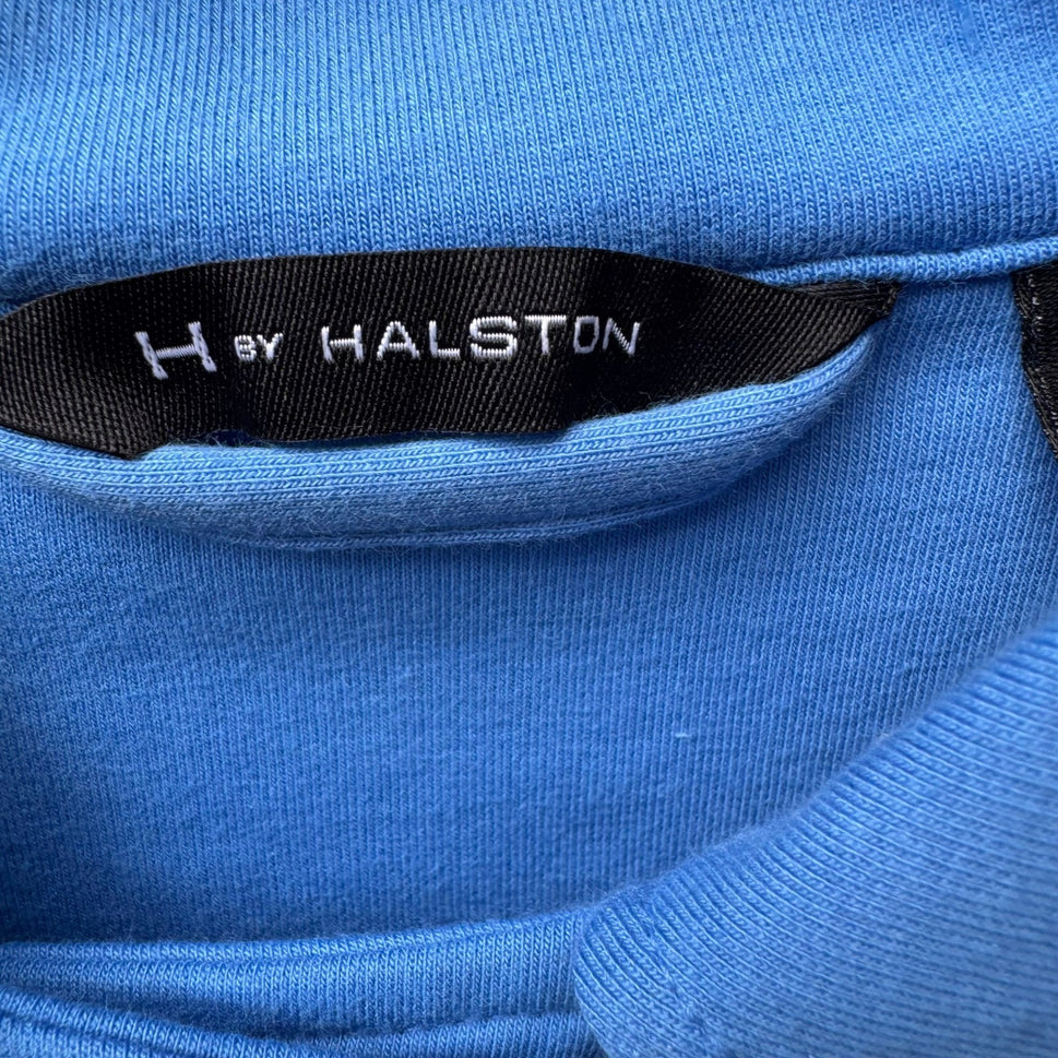 H by Halston Knit Soft Moto Biker Jacket Asymmetrical Zip Blue Womens 12 NEW